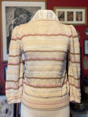 Vintage Keneth too! Sweater Crochet Knit Made in USA 70's to 80's Amazing